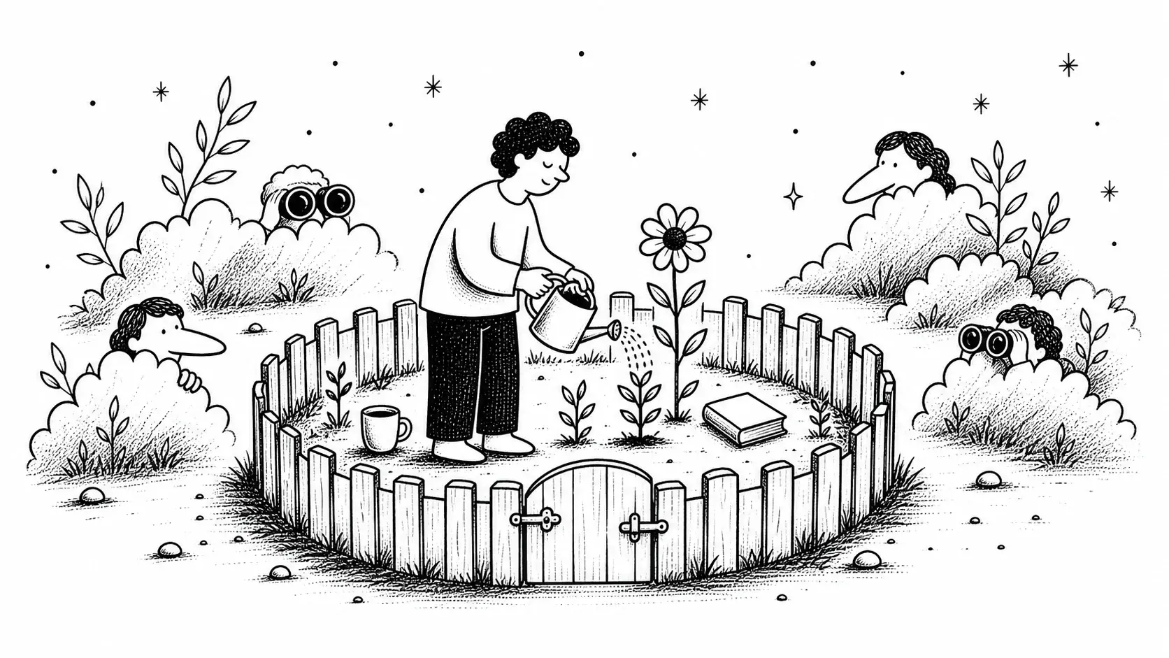 Editorial illustration for the article "7 Strong Reasons to Mind Your Own Business" in Personal Growth & Self-Improvement.