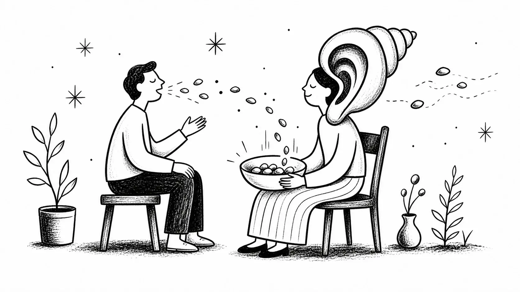 Editorial illustration for the article "Are You Even Listening?" in Lifestyle, Travel & Personal Reflections.