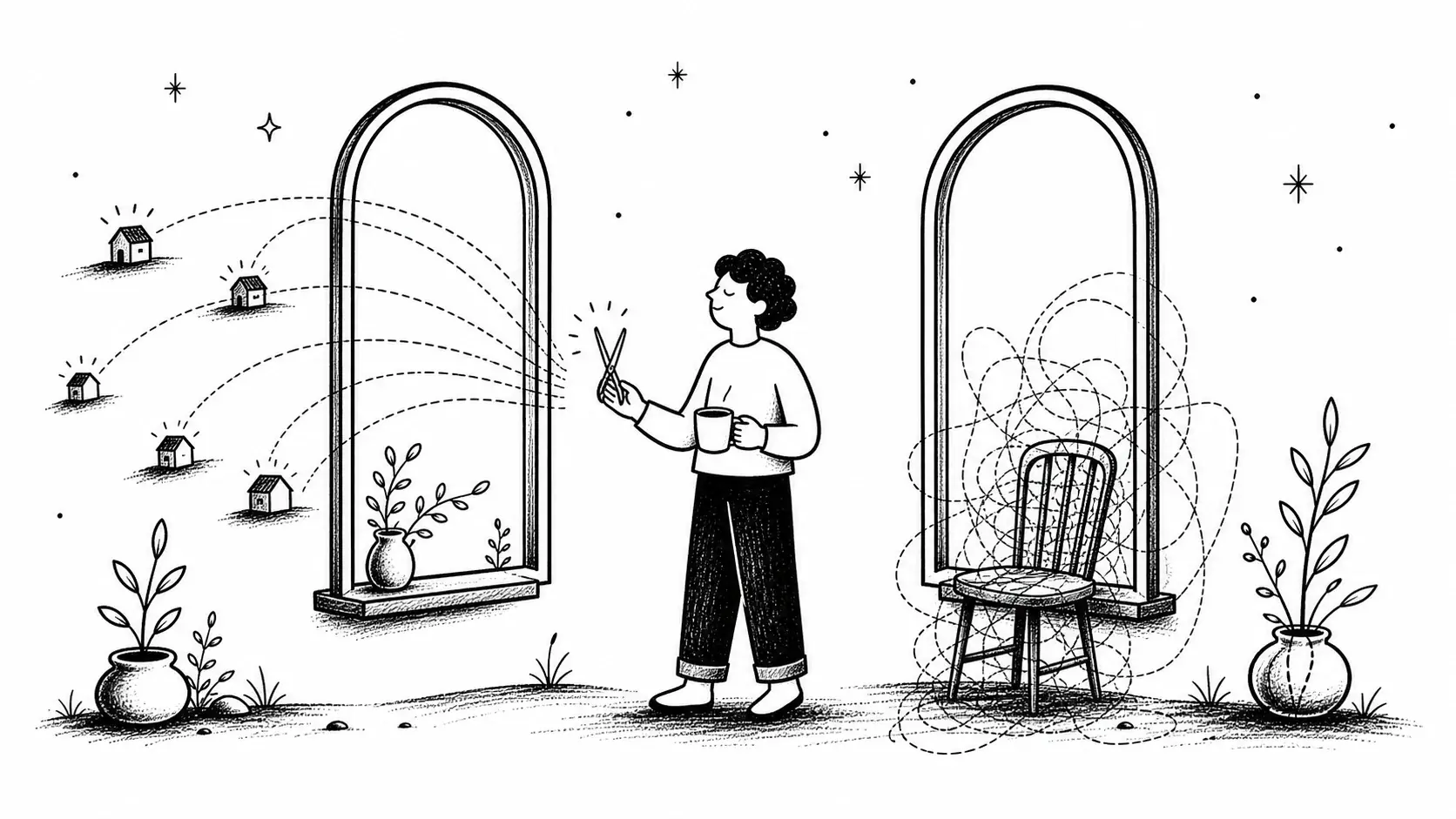 Editorial illustration for the article "More Connected or More Isolated?" in Books, Ideas & Summaries.