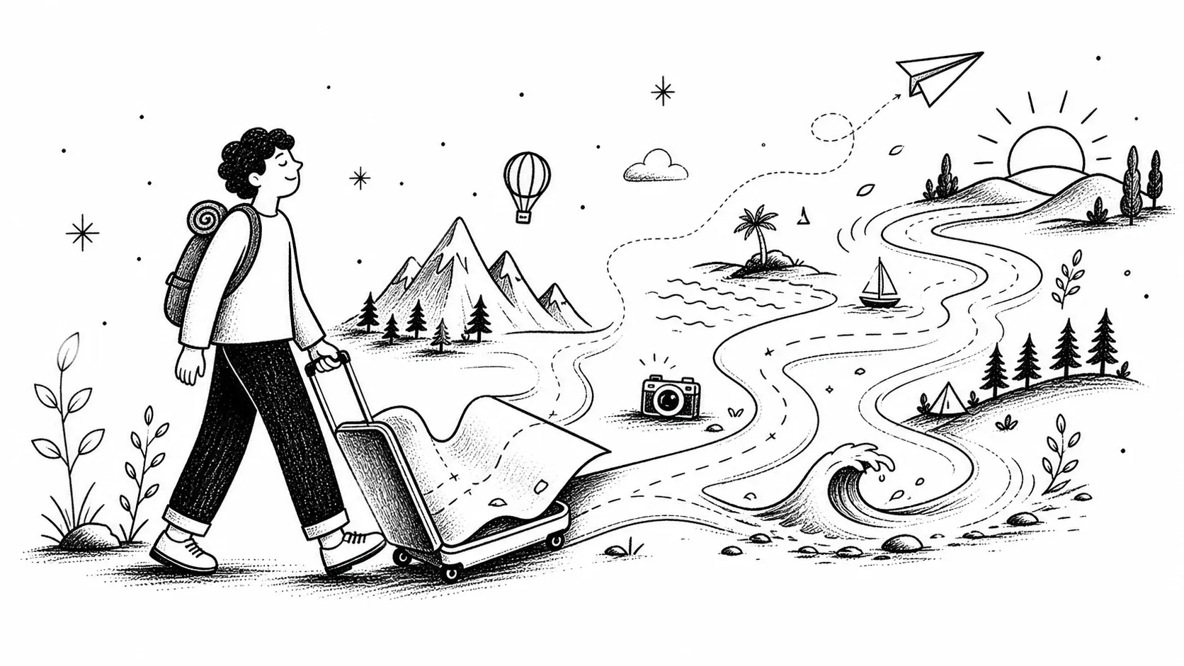 Editorial illustration for the article "5 Reasons Why Traveling in Your 20s is a Must" in Lifestyle, Travel & Personal Reflections.
